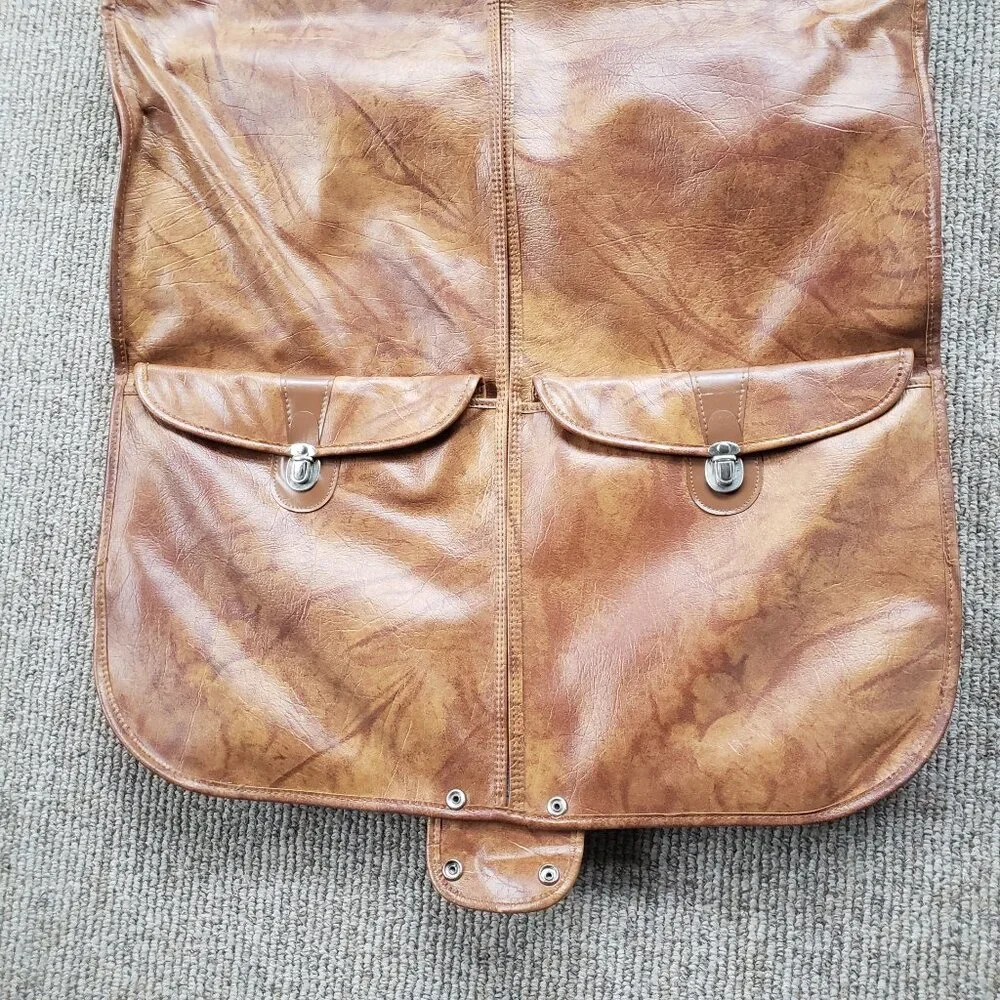 Vintage American Tourister Luggage Garment Suit Bag Leather Brown